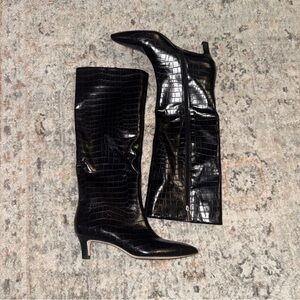 Nordstrom Rack Dauphine Kitten Heel Knee High Boot Croc-Embossed